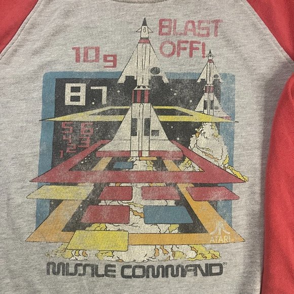 Vintage Retro Y2K Gray Red Atari Missile Command by JunkFood Sweatshirt Sz Small - Picture 3 of 6